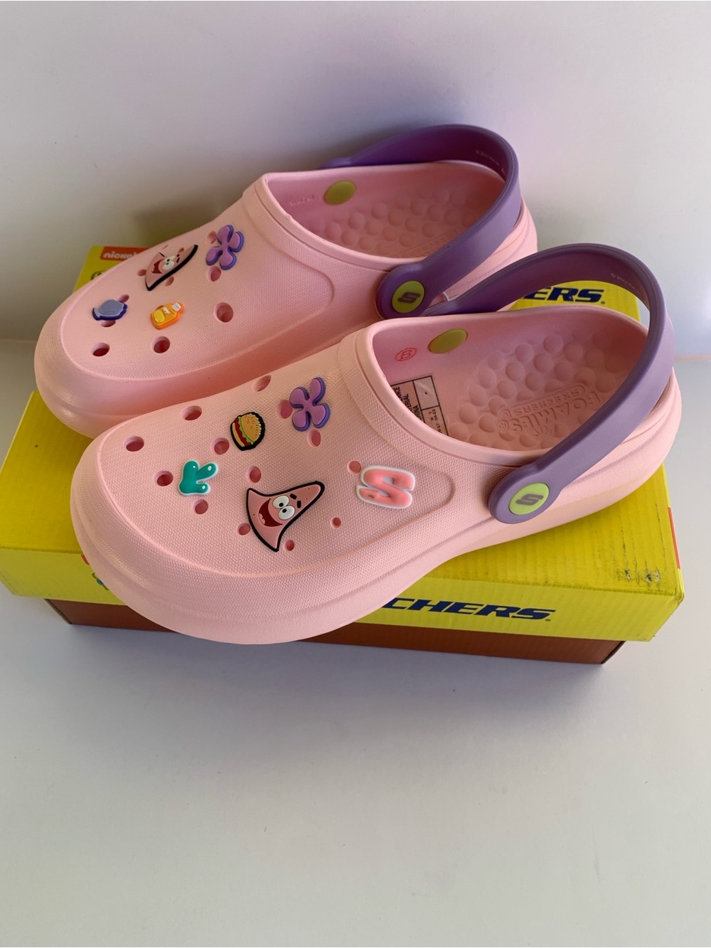 Skechers Women's Pink Clogs with Purple Foamies Size 7